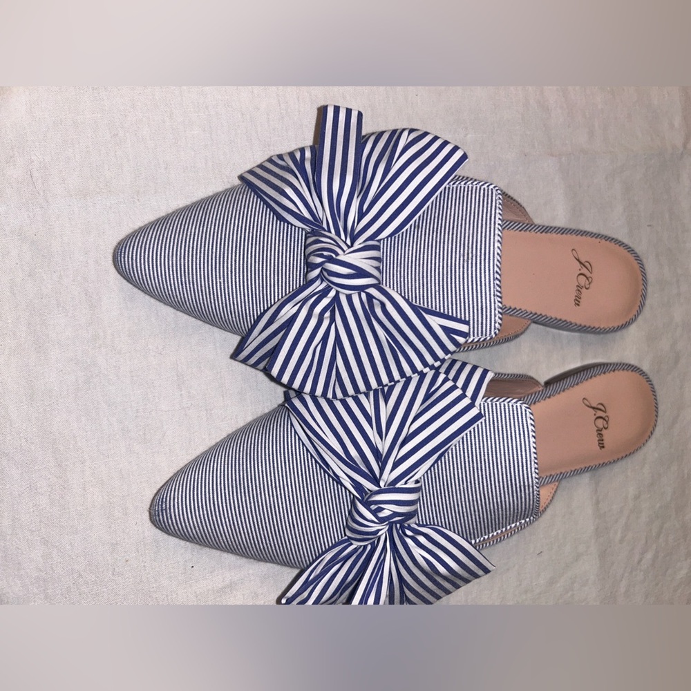 J Crew Size 8.5 Mule Marina Bow Pointed Toe Slide Flats